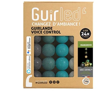 Image de GuirLED Guirlande lumineuse wifi boules coton LED USB Commande Vocale Maison connectée Amazon Alexa &amp; Google Assistant Adaptateur secteur 2xUSB inclus 24 2.4 Mangrove