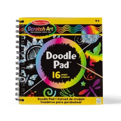 Image de Melissa &amp; Doug Livre à gratter 16 pages, Livret Griffonnage, Loisirs créatifs, Bloc d&#039;activité, notes pour enfants, Scratch art, Cadeau filles ou garçons de 3, 4, 5, 6, 7, 8 ans