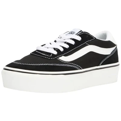 Image de Vans Femme Brooklyn Ls Platform Basket, Toile en Daim Noir et Blanc, 38.5 EU