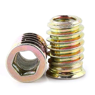 Image de Insert fileté Bois,Fydun 2 pièces M6/M8/M1 Écrou hexagonal en alliage de zinc d&#039;insertion,Écrous d&#039;Insert Assortiment (M8*2mm)