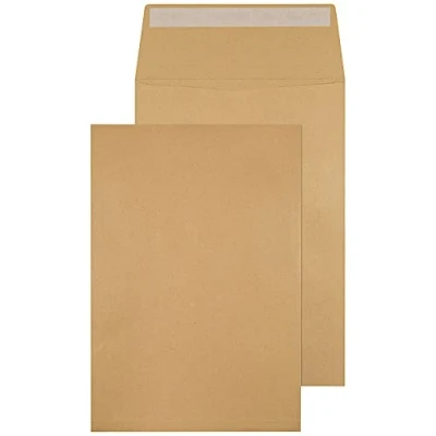 Image de Q Connect KF3527 Enveloppe à soufflet Patte auto adhésive avec bande protectrice Kraft Format C4 Lot de 100 (Import Royaume Uni)