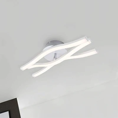 Image de Briloner Leuchten 3186 039 LED, plafonnier à 3 Sources Lumineuses, 6 Watts, 480 lumens, 000 kelvins, Couleur Aluminium, 365 x 120 93mm (LxlxH), W