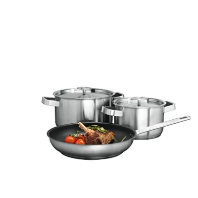Image de AEG A3SS Set menaje 2 casseroles (16 cm et 20 cm) 1 poêle (24 cm), acier inoxydable