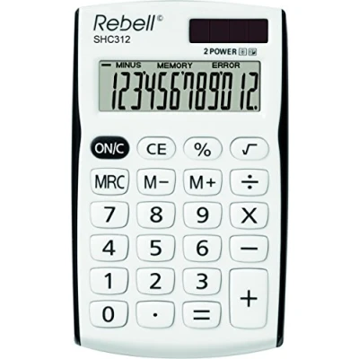 Image de REBELL re de shc312 Petit Calculatrice, écran 12 chiffres, blanc/noir