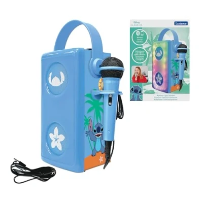 Image de Lexibook, Disney Stitch, Enceinte Bluetooth® sans Fil Lumineuse avec Micro, Effets Lumineux Multicolores, Port de Carte SD/TF, Batterie Rechargeable, Bleu, BTP185DZ