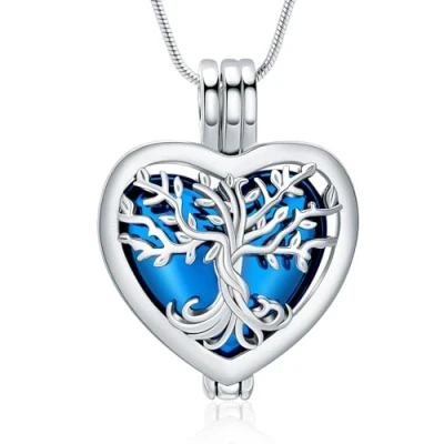 Image de VCCWYQK Collier urne en forme de cœur pour cendres femme Bijou crémation Fleur Mini Keepsake Pendentif creux, Acier inoxydable
