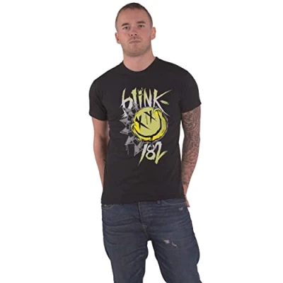 Image de Blink 182 Big Smile Homme T Shirt Manches Courtes Noir XL 100% Coton Regular/Coupe Standard