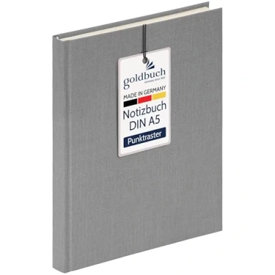 Image de Goldbuch 64 0104 Summertime Note Carnet de notes format A5 avec 200 pages papier crème à pois 100 g/m² sans acide et encre couverture rigide marque page reliure cousue Gris