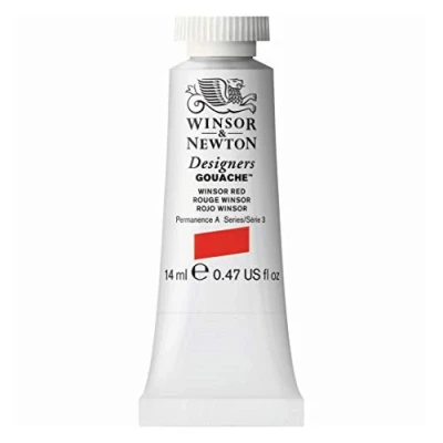 Image de Winsor &amp; Newton Designers Gouache Peinture pour le Dessin, L&#039;illustration, Design Aquarelle Opaque, Tube de 14ml, Couleur Rouge