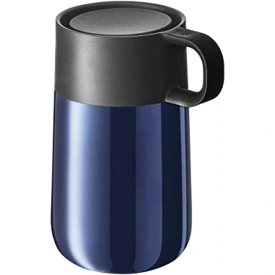 Image de WMF Impulse Travel Mug, Gobelet isotherme en acier inoxydable 0,3 l, fermeture automatique, ouverture à 360 , garde les boissons chaudes pendant 6 h / 12 froid, bleu, 1 pièce (1 pièce)