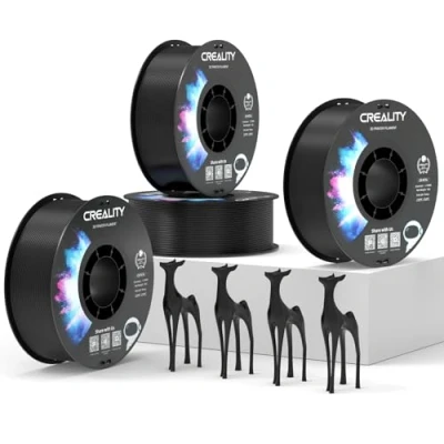 Image de Creality filament PETG officiel noir, pour imprimante 3D, 1,75 mm, 4 kg, sans nœuds, forte adhérence et performance de surplomb, précision dimensionnelle +/ 0,03 mm