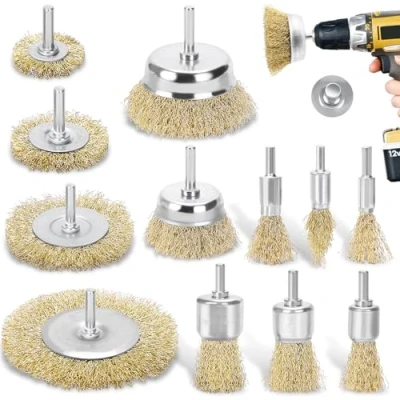 Image de DazSpirit Lot de 12 Brosse Métallique pour Perceuse, Visseuse Meuleuse Circulaire avec Kit Perceuse 1/4 pouce l&#039;élimination la Rouille/Corrosion/Peinture