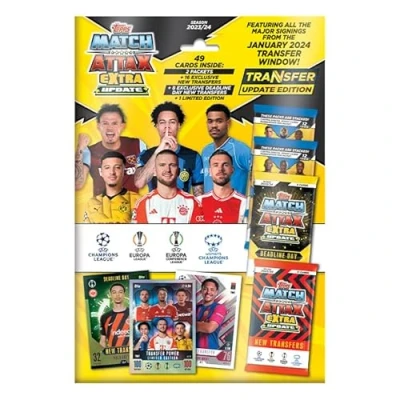 Image de Topps Match Attax Extra 2024 Transfer Update Edition Multipack 49 Cartes Dont 16 Nouveaux transferts, 8 transferts du Deadline Day et Une Carte Power en limitée