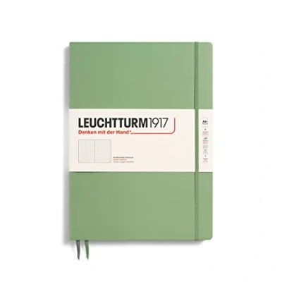 Image de LEUCHTTURM1917 363920 Carnet Master Slim (A4+), couverture rigide, 123 pages numérotées, Sauge, pointillé