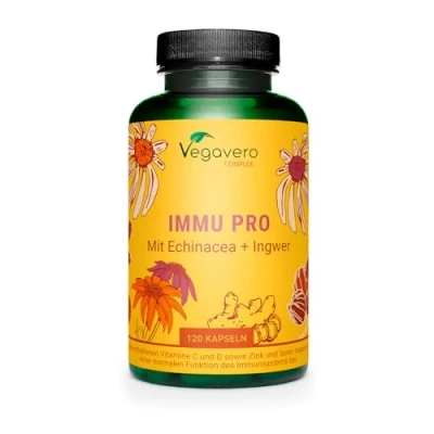 Image de Complexe IMMUNITÉ Echinacea, Gingembre, Vitamines C et D3, Zinc, Sélénium 120 Gélules DÉFENSE IMMUNITAIRE Vegan &amp; Sans Additifs Vegavero®
