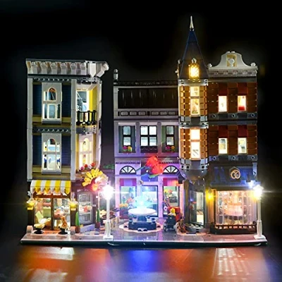 Image de GEAMENT Jeu de Lumières pour La Place Assemblee (Assembly Square) Kit D&#039;éclairage LED Compatible avec Lego Creator Expert 10255 (Modèle Bloc Non Inclus)