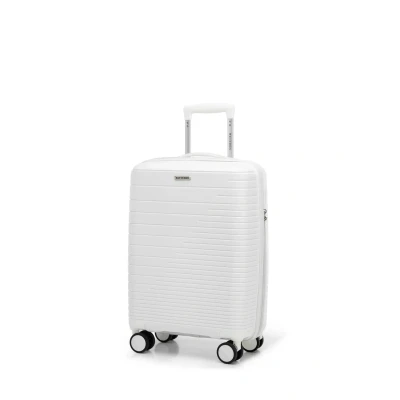 Image de WITTCHEN FUERTA Line Petite Valise Bagage à Main Cabine Bagages en polypropylène Rayures Brillantes 4 Roues Doubles Poignée télescopique Serrure TSA Taille S Blanc cassé