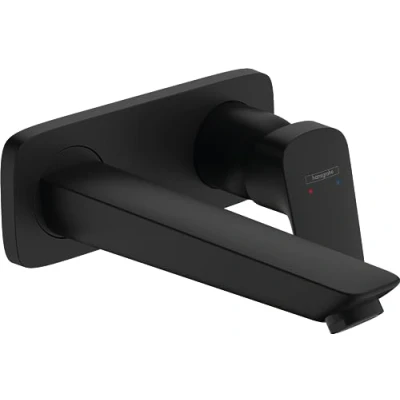 Image de hansgrohe Logis Mitigeur de lavabo avec garniture vidage, Robinet salle bain hauteur sous bec 19,5 cm, économie d&#039;eau (EcoSmart), Noir mat, 71220670