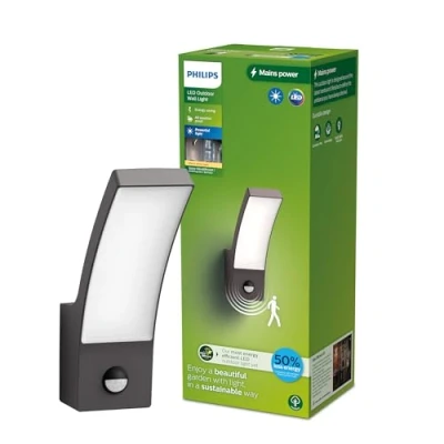Image de Philips Splay UltraEfficient, Applique d&#039;extérieur 3,8 W 2700 K, anthracite, détecteur de mouvement, IP44 résistante aux intempéries
