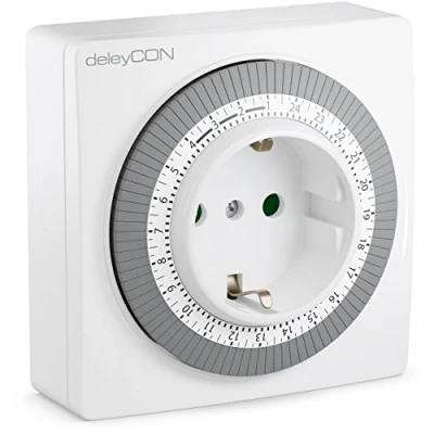 Image de deleyCON Mécanique Minuteur Interrupteur Horaire Timer manuellement réglable Via la Platine 96 Circuits Intérieur 3500W Blanc