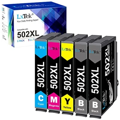 Image de LxTek 502XL Cartouches d&#039;encre Compatible pour Epson 502 XL Workforce WF 2860 2860DWF 2865 2865DWF, Expression Home XP 5100 XP5100 5105 XP5105 (Paquet de 5)