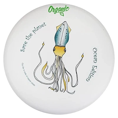 Image de Eurodisc 4.0 Ultimate Frisbee Disque de compétition en plastique bio avec vol stable sur plus 100 mètres, motif Calamar inscription « Save The Planet », Ocean Edition, 175 g