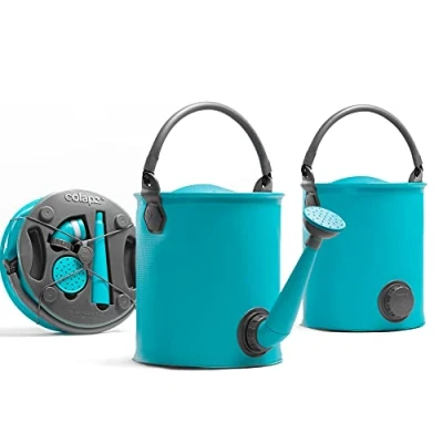 Image de Colapz Seau Pliable 9L, sans BPA, Bleu Arrosoir, Bidon à Eau Portatif pour Douche Portable, Maison et Jardin Arrosoir Rétractable 2 Embouts Caravane Lavage, Pêche, Vaisselle Bivouac