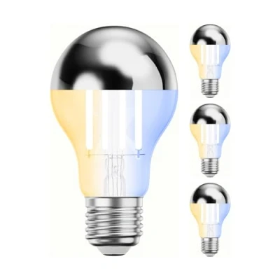Image de ledscom.de 4 ampoules LED E27, A60, blanc chaud froid (2700 7000 K), 4,8 W, 486lm, Smart Home, WLAN, Alexa, miroir de tête (argent)