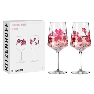 Image de Ritzenhoff 3461006 Verre à apéritif Sprizz Ensemble de 2 pièces 500 ml Série Sommersonett n11 + 12 avec motif asiatique rouge Fabriqué en Allemagne