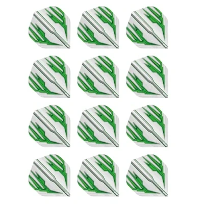 Image de RED DRAGON Hardcore Radical Blanc et Vert Extra Épais Standard Fléchettes Dart Flights 4 Jeux par Paquet (12 Vols au Total)