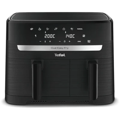 Image de Tefal Dual Friteuse sans huile, Capacité 8.3 L, 2 tiroirs de 5.2 L et 3.1 7 programmes automatiques, Ecran digital, air fryer EY901810