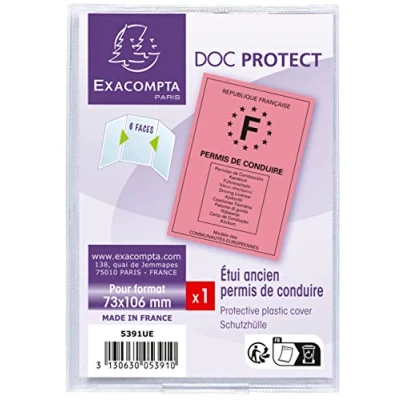 Image de Exacompta Réf. 5391UE 1 étui de protection Pour permis conduire rose au format à classer 7,3 x 10,7 cm 6 faces en PVC lisse un usage intensif Couleur cristal