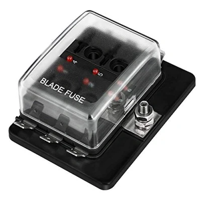 Image de Jtron 6 DC 12 32 V Blade Lame Boîte À Fusibles Avec Kit De Voyant D&#039;avertissement Pour Automobile Voiture Bateau Marine Trike