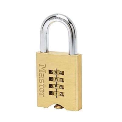 Image de Master Lock 651EURD Cadenas à Combinaison 4 Chiffres en Laiton, Doré, 10 x 5,1 1,3 cm, Or