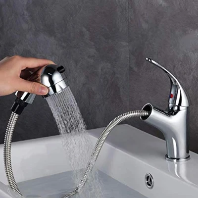 Image de GAVAER Robinet Salle de Bain avec Douchette Extractible et Deux Modes D’écoulement D&#039;eau, pour Lavabo ou Lavabo, Chaude Froide Réglable Mitigeur Lavabo,Chromé