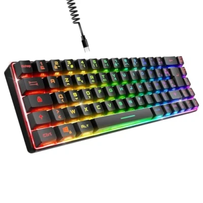 Image de EMPIRE GAMING 2024 Nouveau K208 Clavier Gamer Filaire TKL Compact (Français AZERTY) 69 Touches RGB Câble USB Type C détachable Plug &amp; Play PC/PS4/PS5/Xbox 23 Anti Ghosting (Noir)