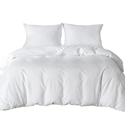 Image de Good Nite Parure de lit King Size avec Housse Couette et 2 taies d&#039;oreiller en Microfibre Polyester Douce (Blanc)