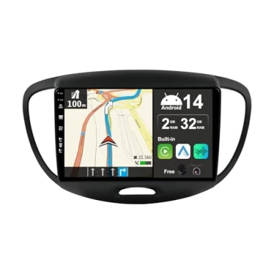 Image de JOYX Android 12 IPS Autoradio Pour Hyundai I10 (2007 2013) [2G+32G] Sans fil Carplay + Auto Caméra arrière GRATUITES 2 Din 9 Pouce Dab Volant Bluetooth WLAN 4G Fast boot Split Screen