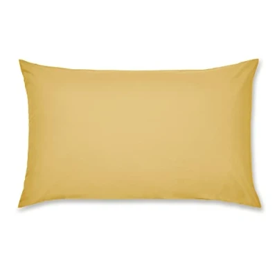 Image de Catherine Lansfield Paire de taies d&#039;oreiller Standard en Percale Facile à Repasser Jaune Ocre
