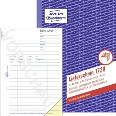 Image de AVERY Zweckform 1720 billets de livraison (A5, autocopiant, 2 x 40 feuilles) blanc/jaune