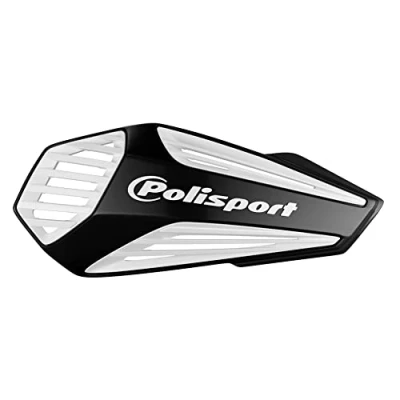 Image de POLISPORT 8308400001 Protège mains MX AIR 1 point de fixation Style en plastique avec kit montage inclus compatible tous les modèles enduro/mx/atv couleur noir/blanc