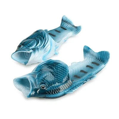 Image de sandales en forme de poisson pantoufles chaussures plage douche cadeau pour pêcheur unisexes hommes femmes et enfants bleu 44 45 EU