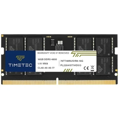 Image de Timetec 16GB DDR5 4800MHz PC5 38400 Unbuffered Non ECC 1.1V CL40 1Rx8 Single Rank 262Pin SODIMM Laptop Memory RAM Module Upgrade (16GB)