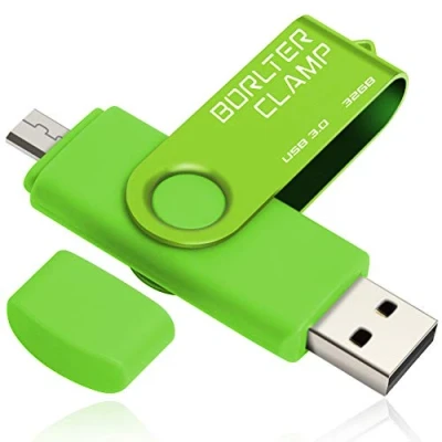 Image de BORLTER CLAMP Clé USB 32 Go, 2 en 1 OTG 3.0 Mémoire Stick, Pivotant U Disque avec Port Micro pour Smartphone Android, Tablette et Ordinateur (Vert)