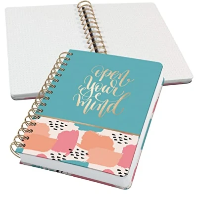 Image de SIGEL JN611 Carnet de notes à spirale premium, 16,8 x 21,5 cm, pointillé, couverture rigide, motif coups pinceau, pastel/vert/orange/rose Jolie