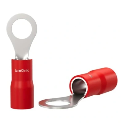 Image de Lumonic 25x cosse à oeillet M4 partiellement isolée 0,5 1,5mm² I rouge Set de cosses, oeillets M4, cosses oeillet,