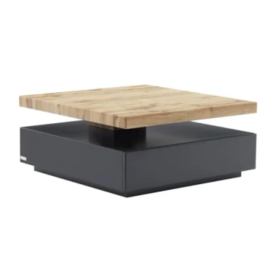 Image de Vente unique Table Basse Kyria 1 Tiroir &amp; Plateau pivotant MDF Coloris : Anthracite et chêne