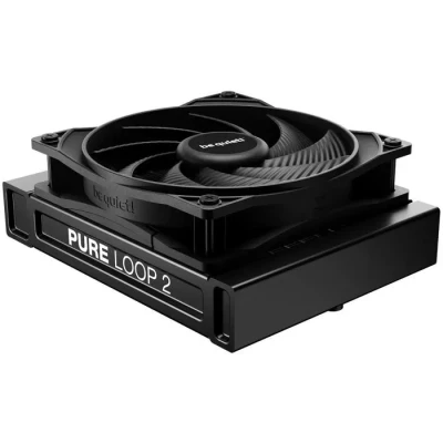 Image de be quiet! Pure Loop 2 120 mm watercooling, impressionnantes performances de refroidissement, ventilateurs Wings 3 PWM high speed, Pompe doublement découplée, Tubes gainés flexibles