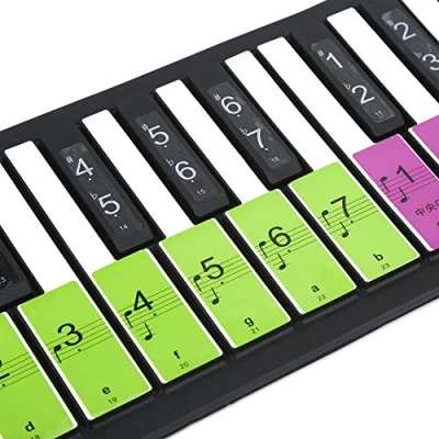 Image de Dilwe Autocollants de Clavier Blanches Note électronique 88 clés démontables pour des débutants(Multicolore)