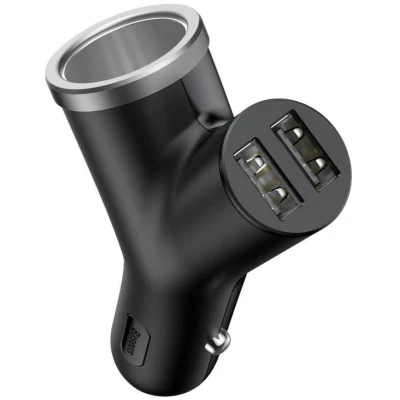 Image de Baseus CCALL YX01 Chargeur voiture de téléphone mobile 2x USB avec fiche pour allume cigarre noir